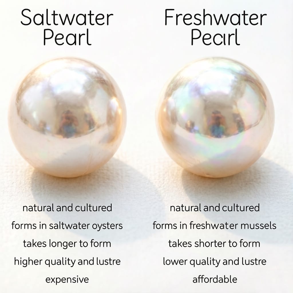 freshwater vs saltwater pearls luster comparison